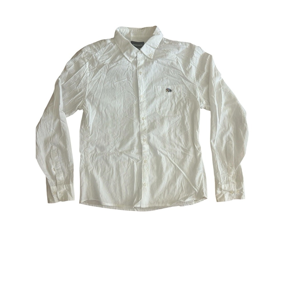 Bonobos SlimFit White Button-Down Shirt SZ L Embroidered Ladybug Pocket Cotton